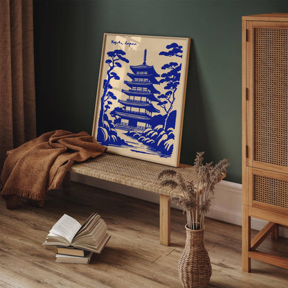 Kyoto Japan Blue Travel Poster