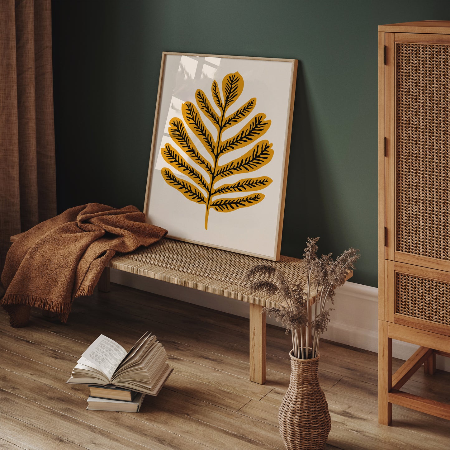 Nature Wall Art, Botanical Poster with Yellow Leaf