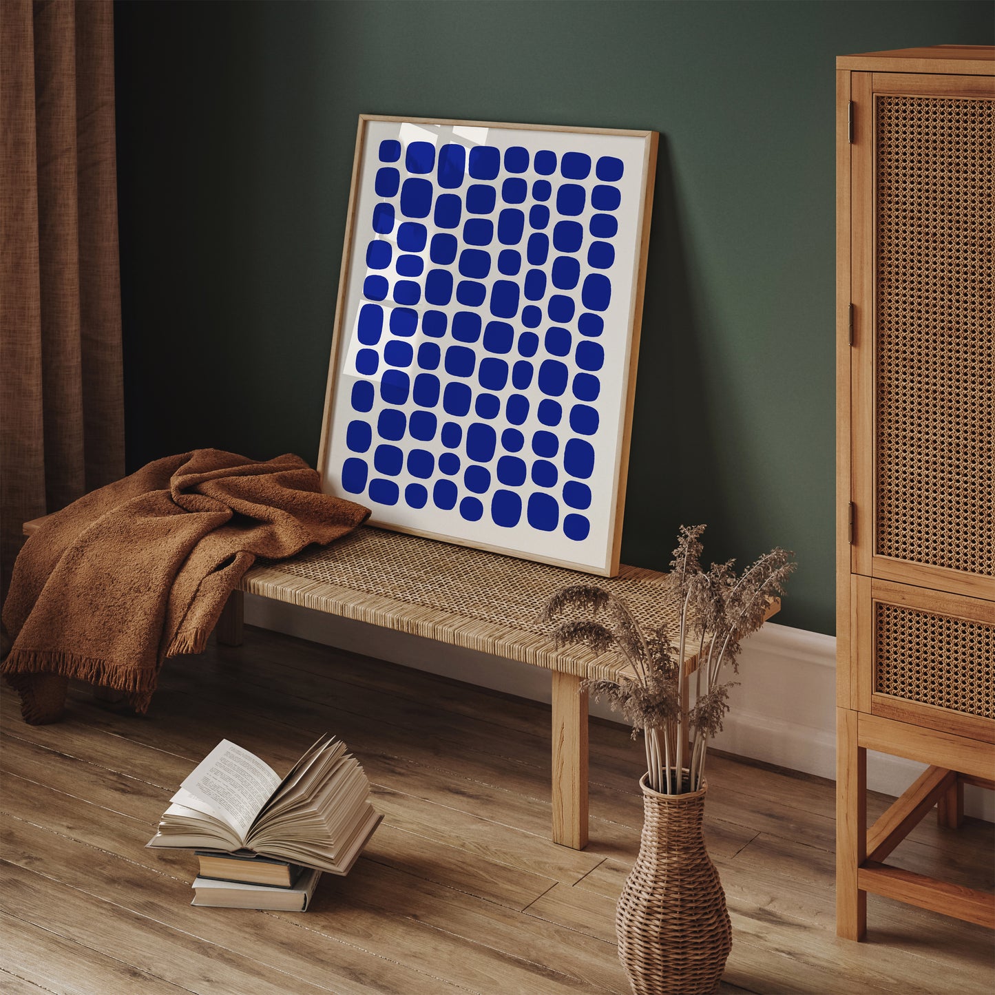 Mid Century Modern Abstract Blue Art Print