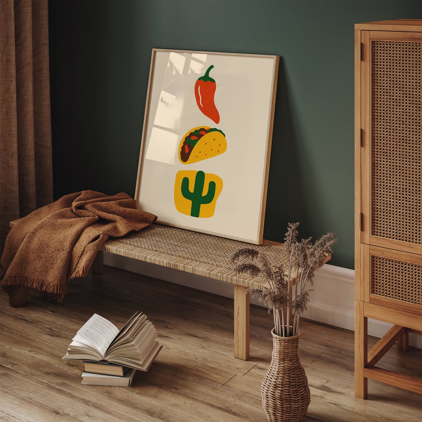 Minimalist Mexican Food Illustration for Kitchen Wall Decor