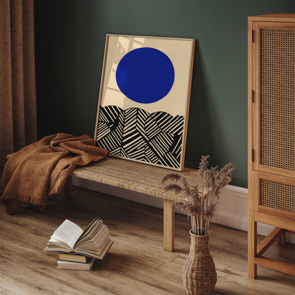 Blue Circle Home Office Wall Art Decor