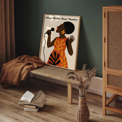 Where Rhythm Meets Freedom - Singing Woman Poster