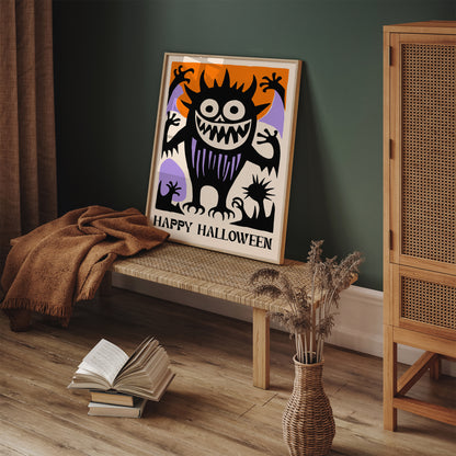 Happy Halloween Spooky Monster Wall Art 2024