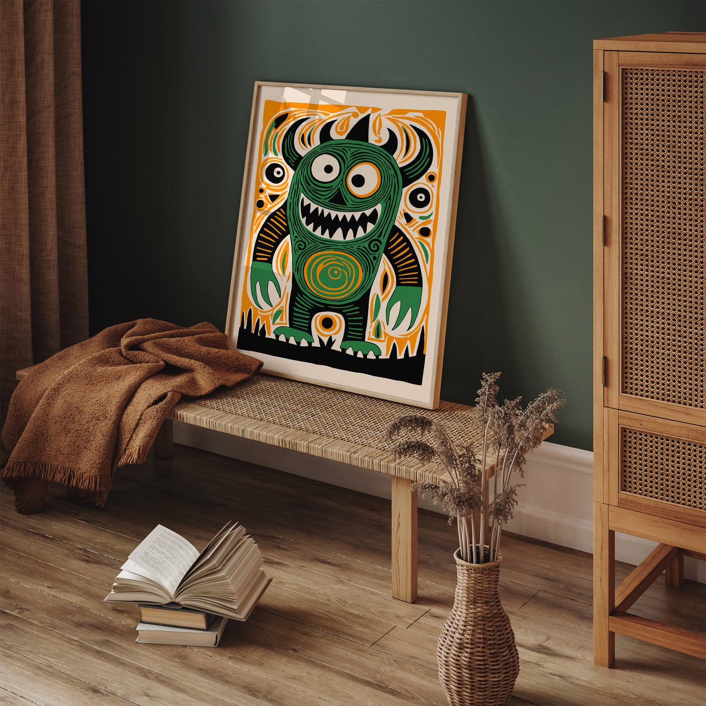 Crazy Green Monster Halloween Vibes Art Print