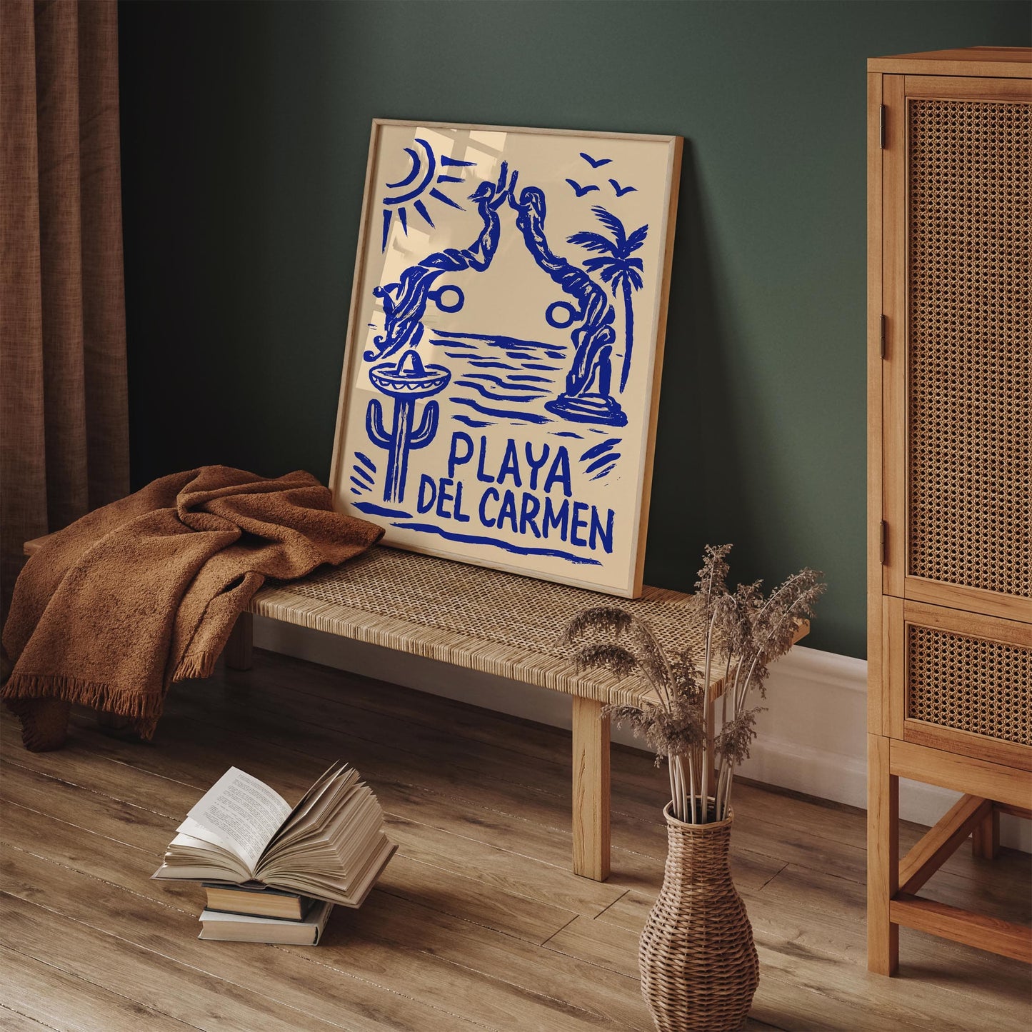 Mexico Travel Poster - Playa del Carmen Blue Art