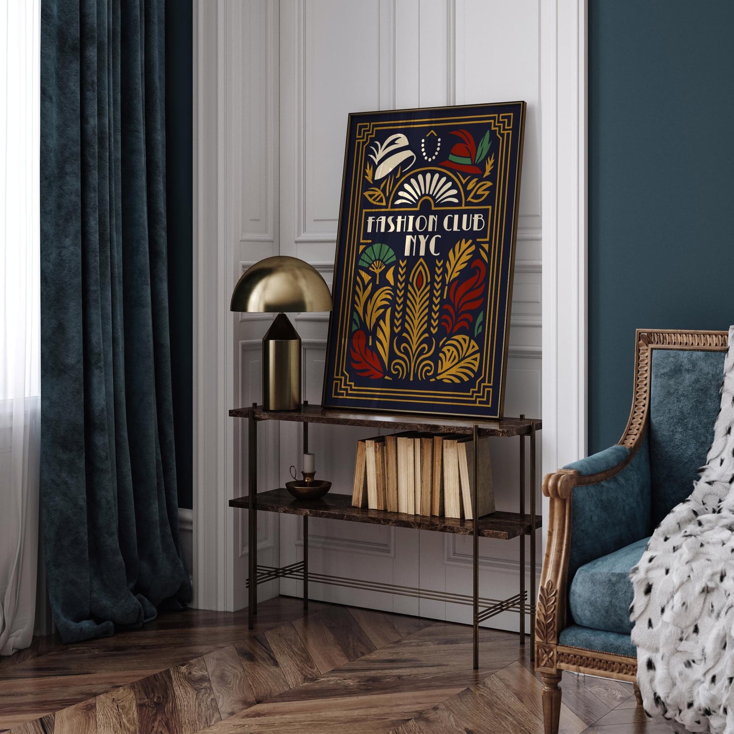 Fashion Club New York City Poster, Art Deco Gatsby Style Print