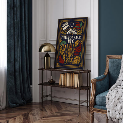 Fashion Club New York City Poster, Art Deco Gatsby Style Print