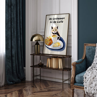 Cute French Cat & Coffee Poster