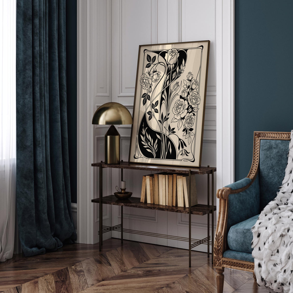 Art Nouveau Rose Poster