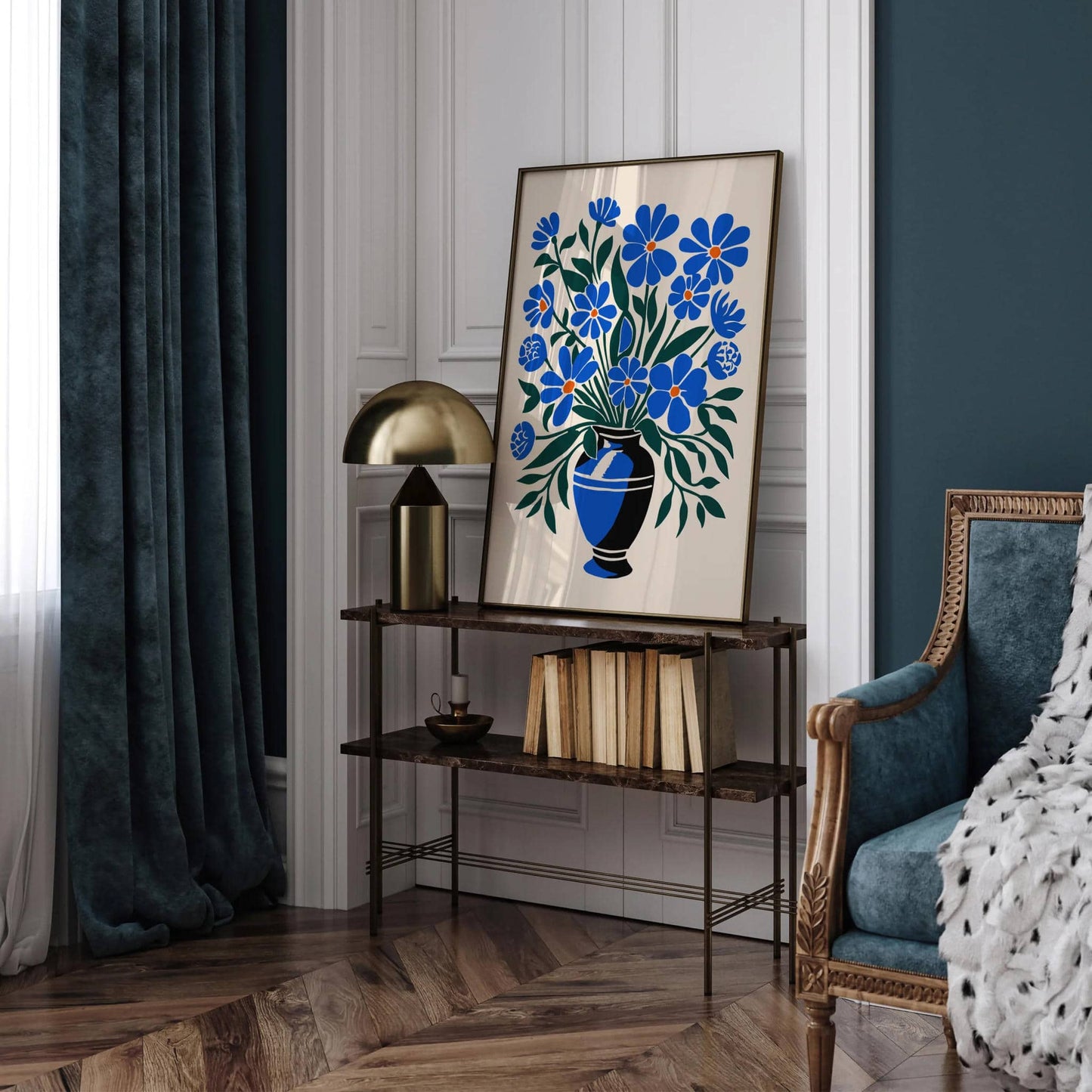 Bouquet of Indigo Blue Flowers Art Print - HypeSheriff