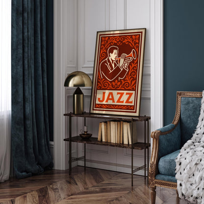 Jazz Musician Poster - Vintage Burgundy Music Wall Art