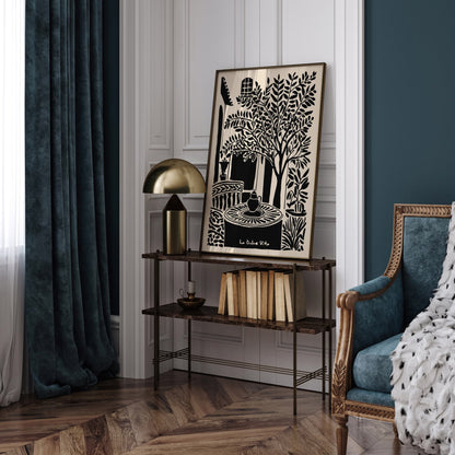 La Dolce Vita Black Ink Style Italian Porch Art Print