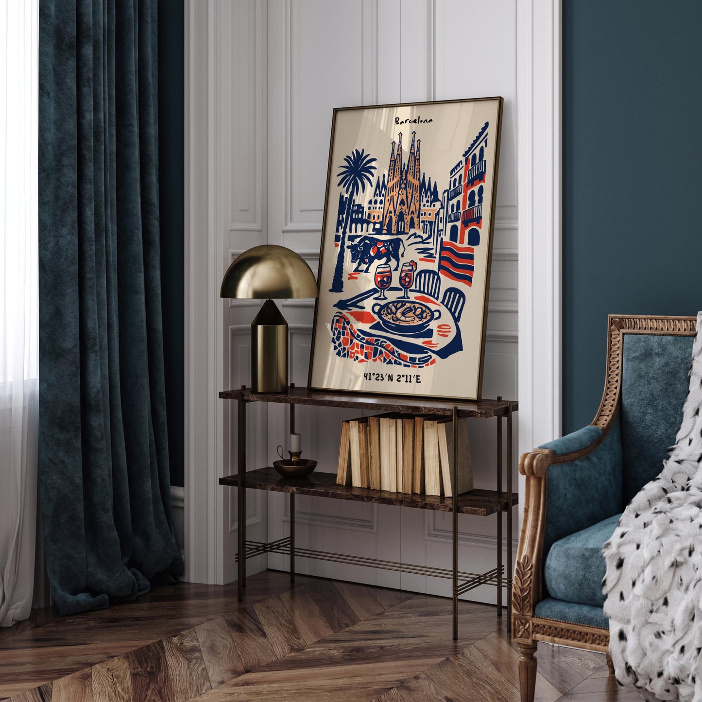 Barcelona Cityscape Poster 2026 – Travel Wall Art Print