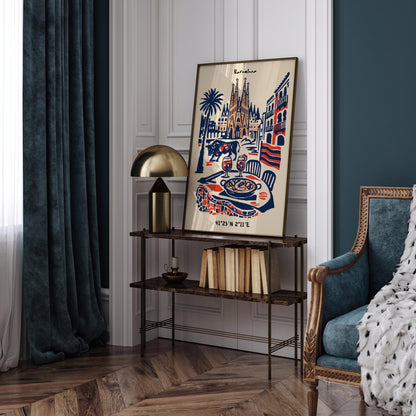 Barcelona Cityscape Poster 2026 – Travel Wall Art Print