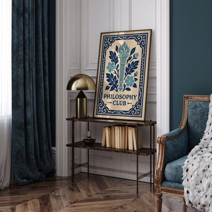 Philosophy Club Wall Art Print - Blue Rococo Style Poster