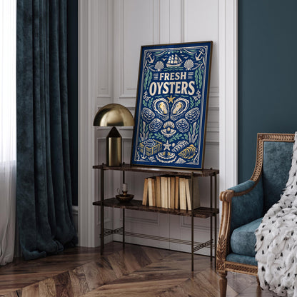Fresh Oysters Nautical Poster