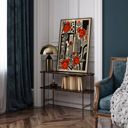 Retro Red London Cityscape Poster