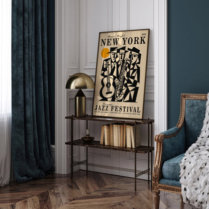 Jazz Night New York City Cubist Poster Art Print