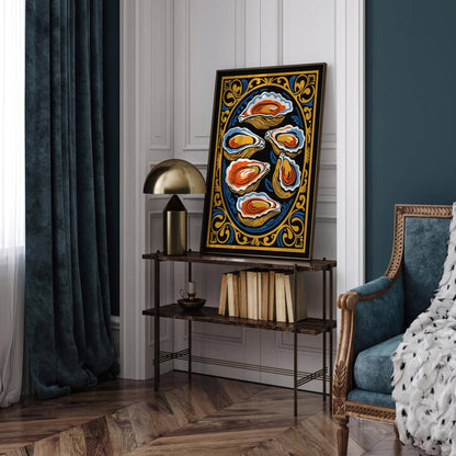 Oysters Vintage Kitchen Art Print in Rococo Style