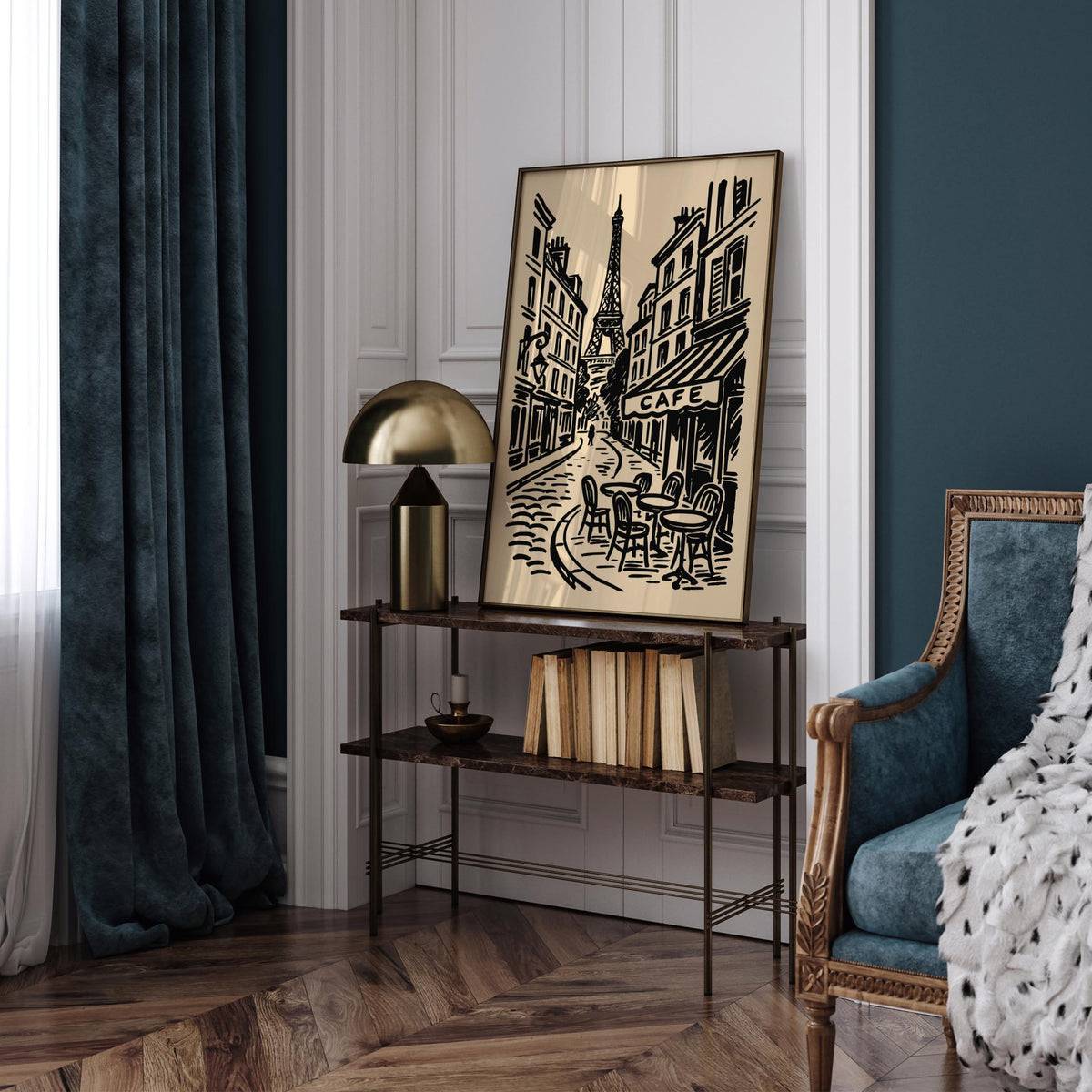 Paris Cafe Cityscape Travel Art Poster