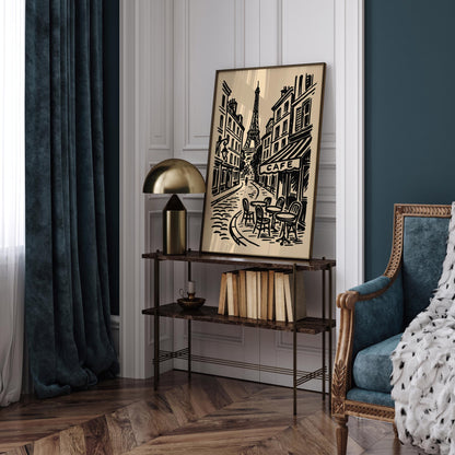 Paris Cafe Cityscape Travel Art Poster
