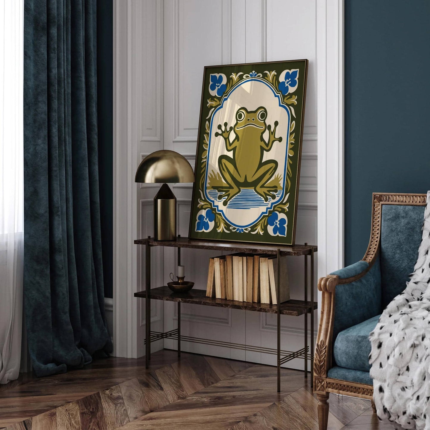 Green Cute Frog Nature Wall Art