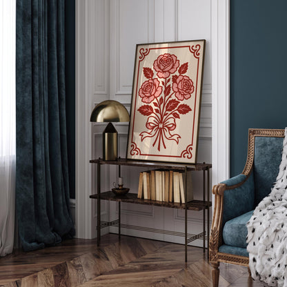 French Rococo Roses Art Print, Vintage Floral Wall Art