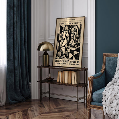 Cubism Exhibition Poster – Vintage Poodle & Mirror Wall Art Print