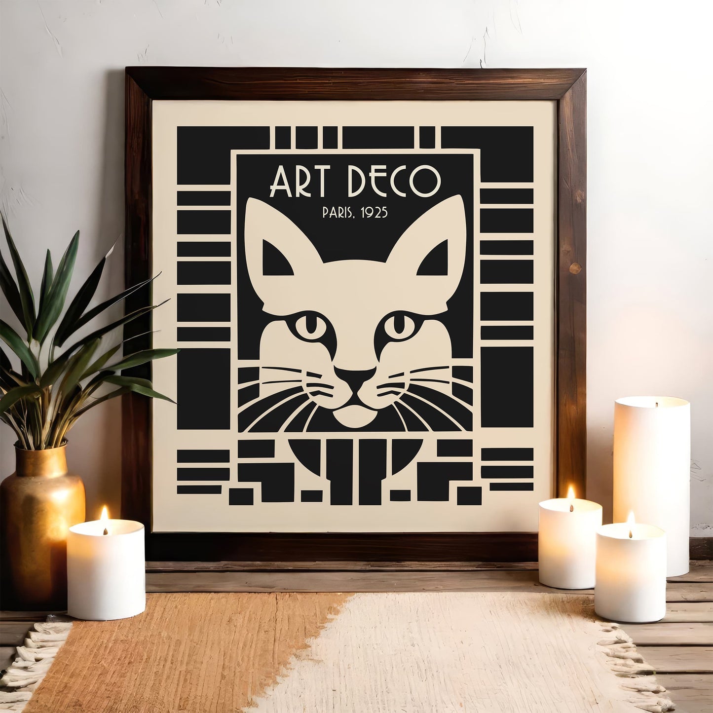 Art Deco Cat Square Print 2025