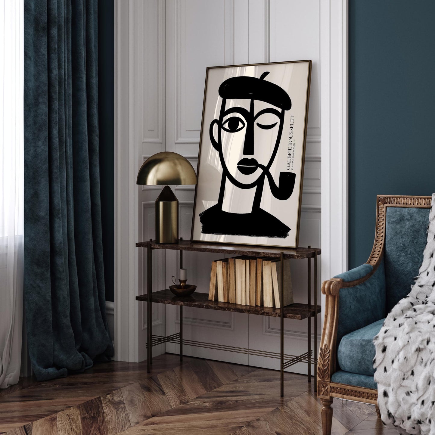 French Boy with Pipe – Black & White Galerie Rousselet Poster