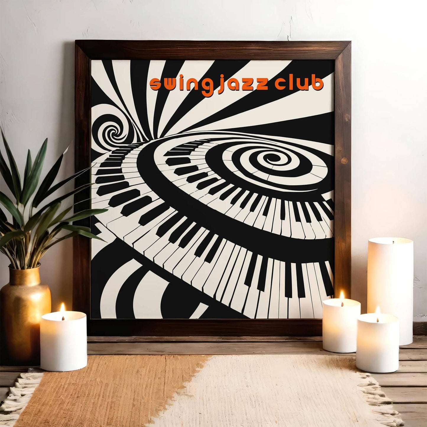 Swing Jazz Club – Black & White Psychedelic Music Print