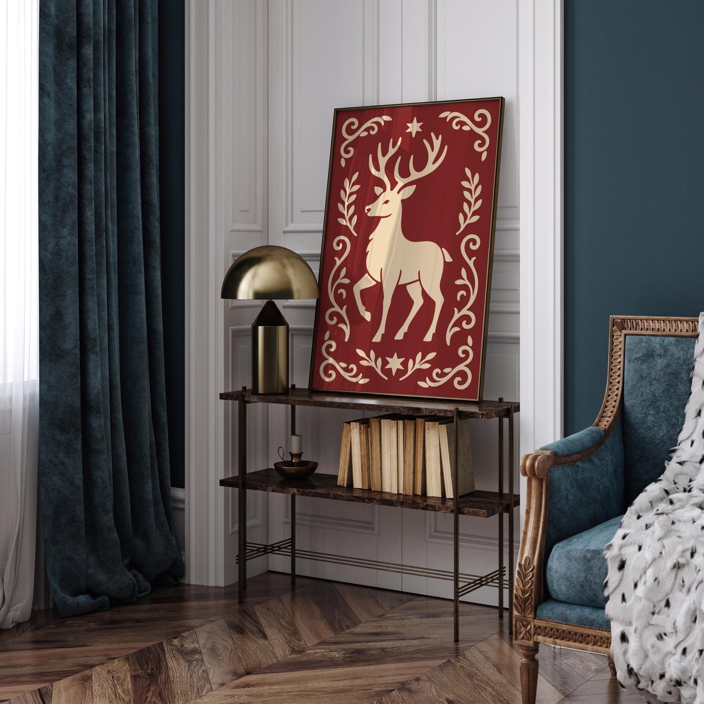 Reindeer Poster, Christmas Style Home Decor