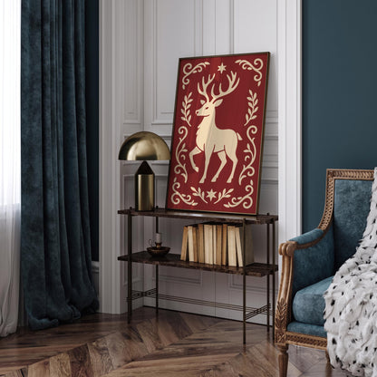 Reindeer Poster, Christmas Style Home Decor