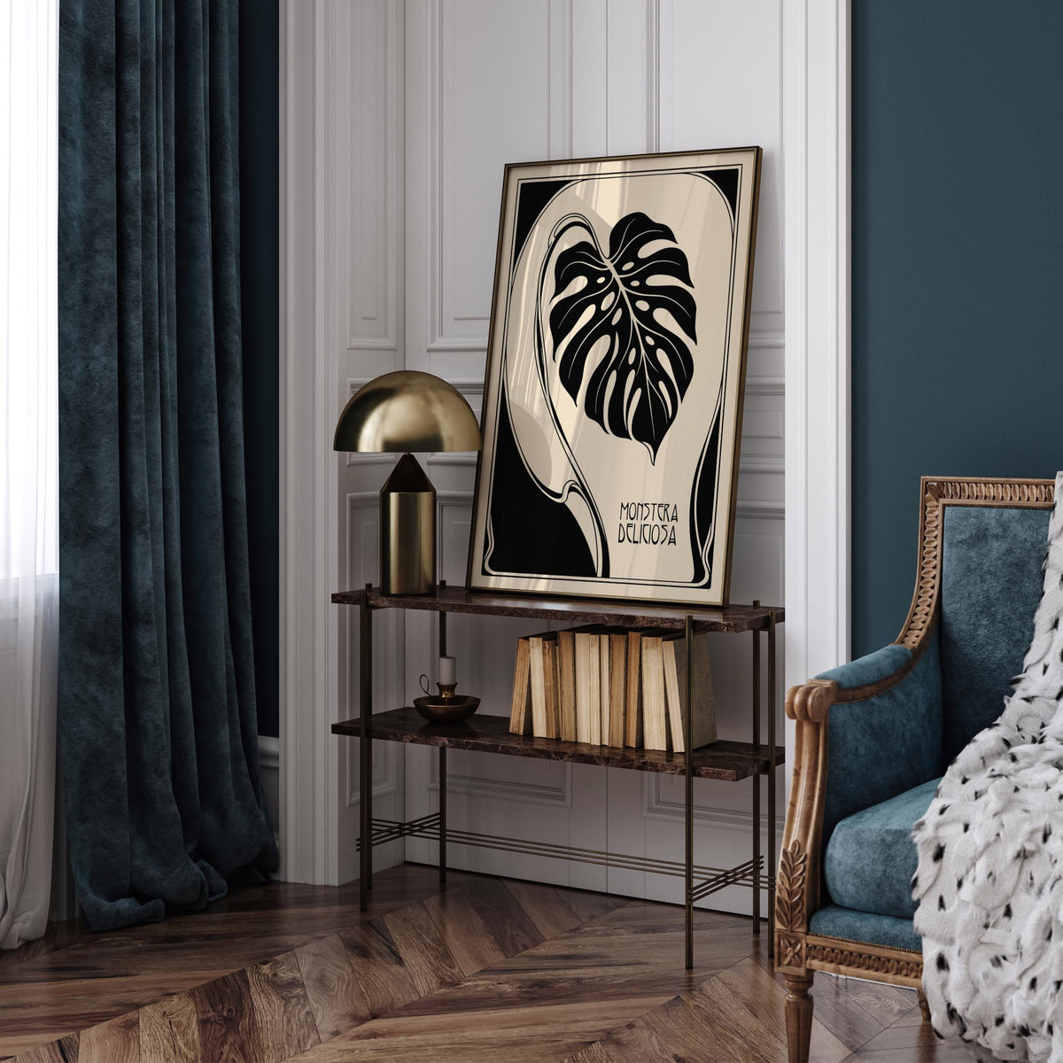 Art Deco Monstera Leaf Poster