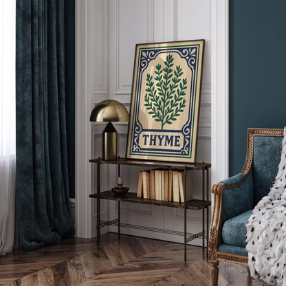 Thyme Herb Poster - Victorian Elegant Art Print for Kitchen