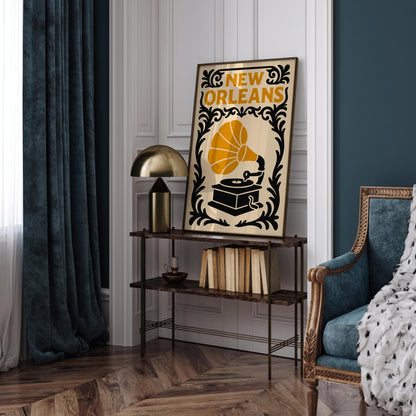 New Orleans Music Poster, Jazz Lovers Wall Art Print