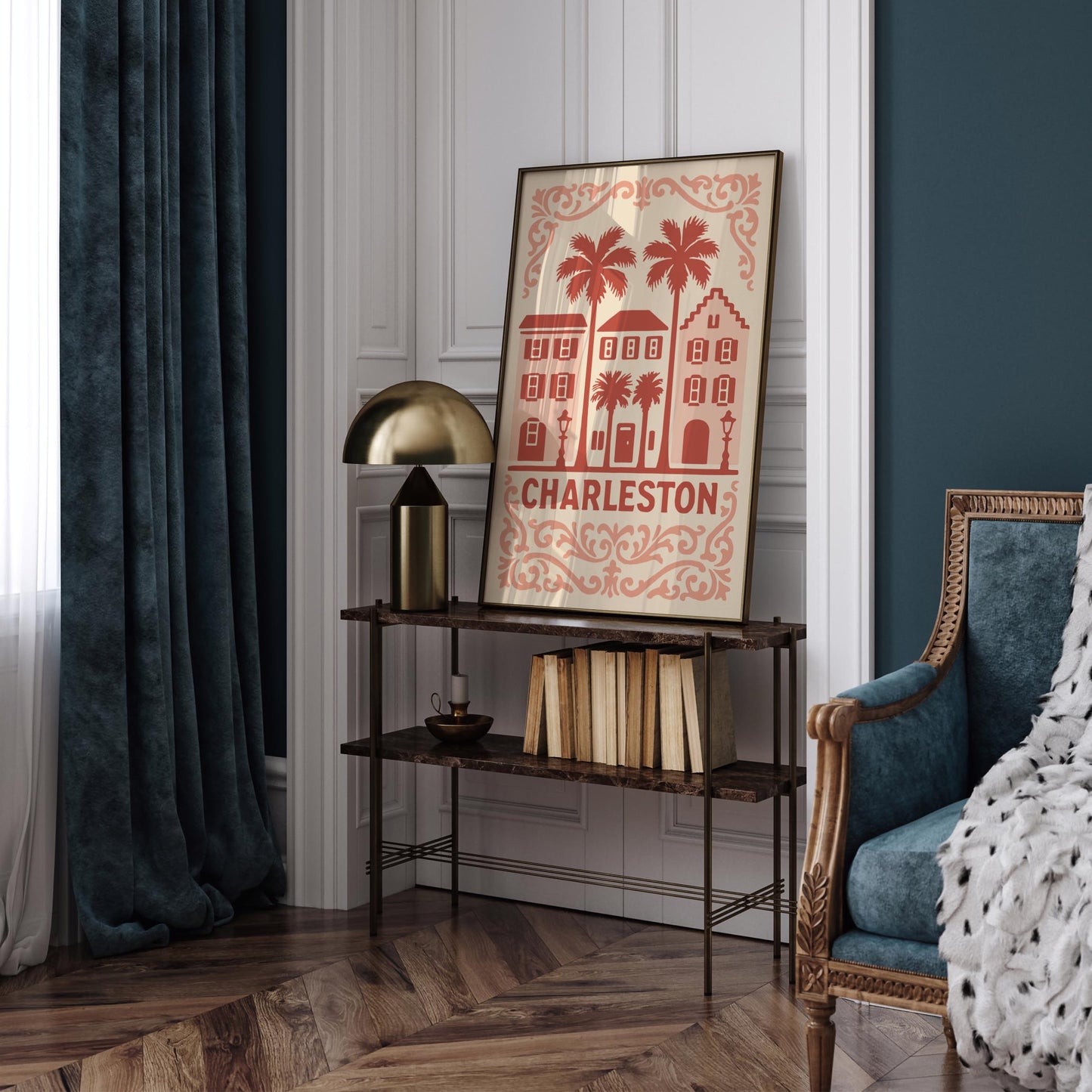 Charleston South Carolina Pink Travel Poster
