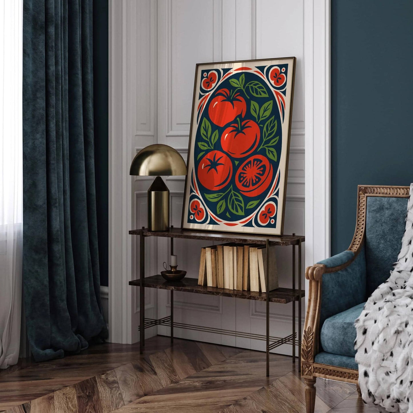 Red Tomatos Poster - Vintage Rococo Inspired Print