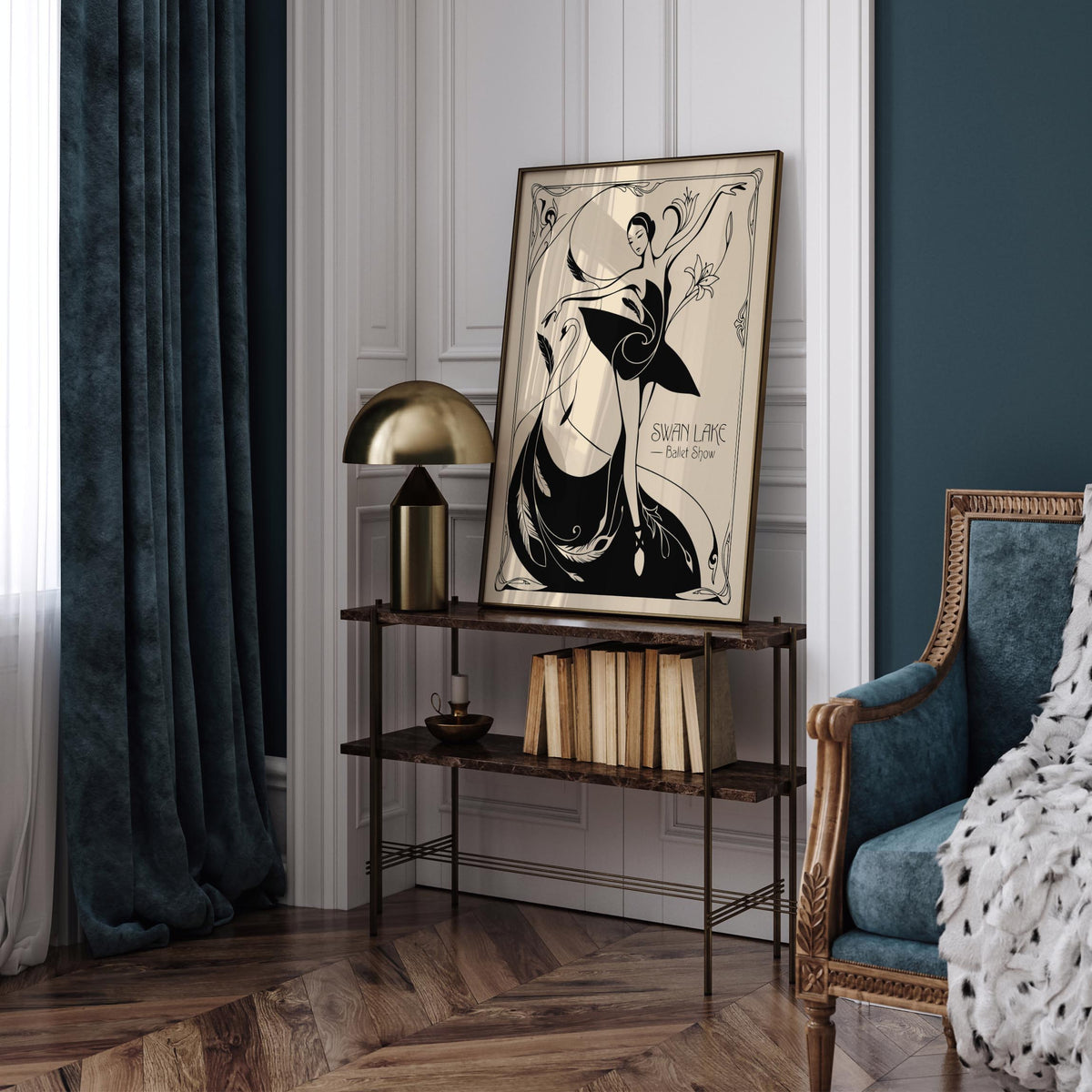 Swan Lake Ballet Art Nouveau Poster