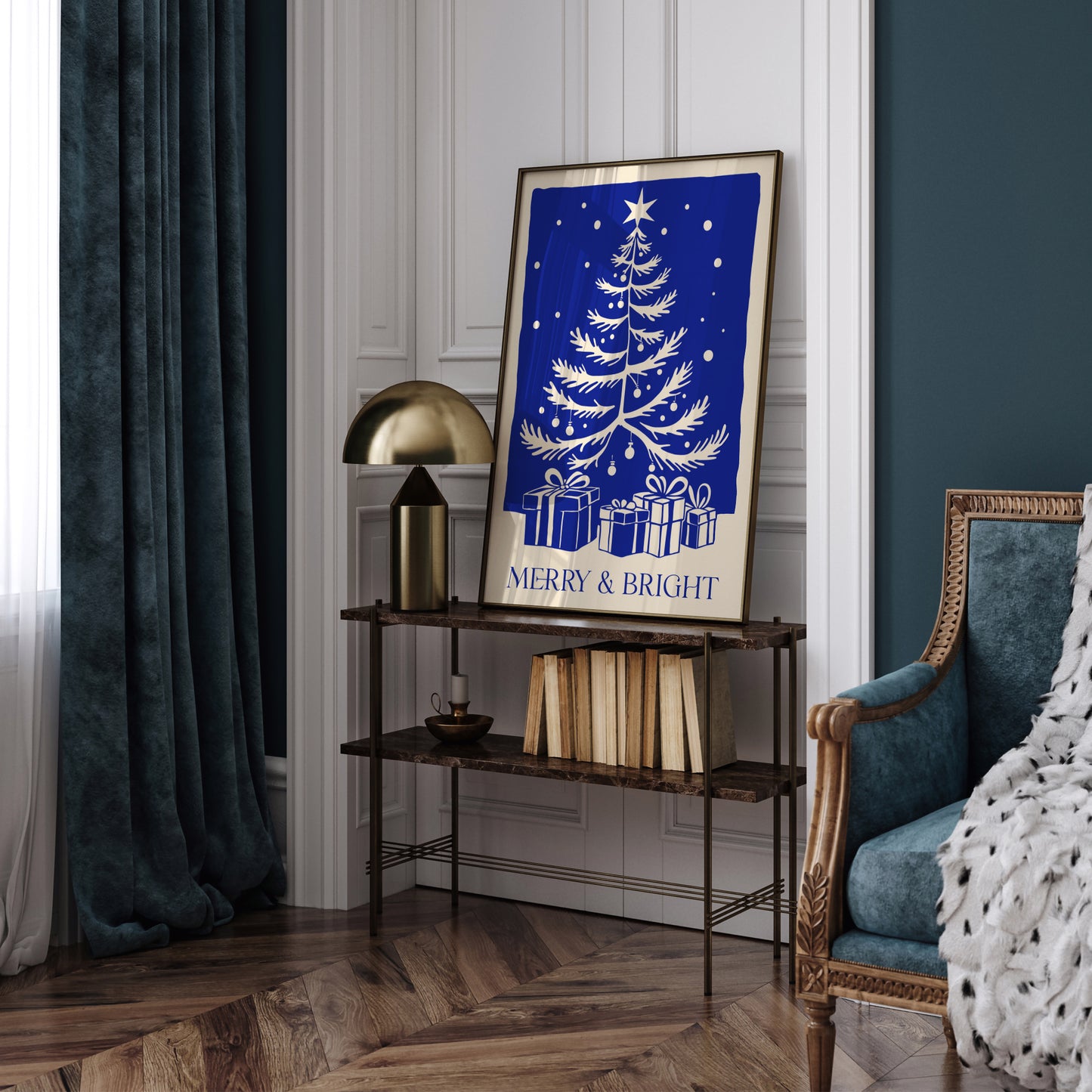 Blue Christmas Tree Art Print 2024