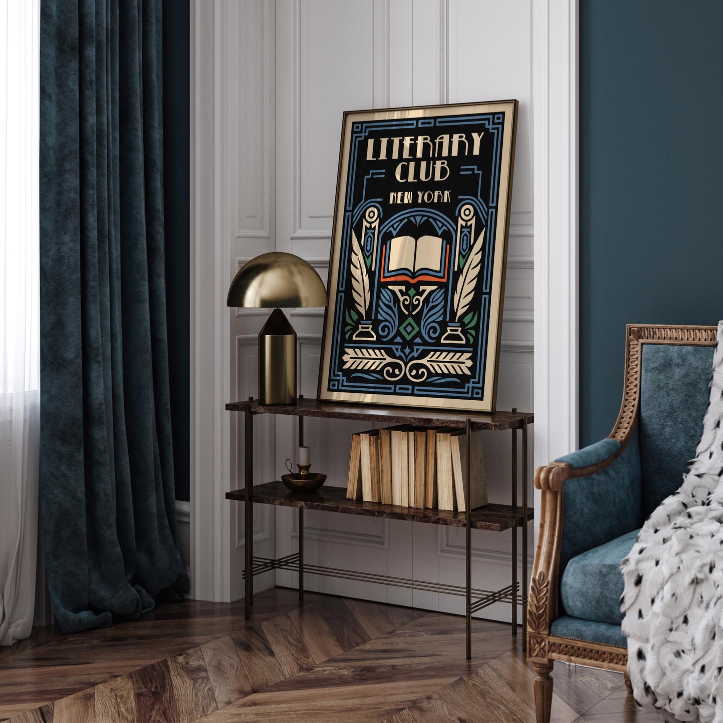 Literary Club New York City Poster - Art Deco Style Home Decor