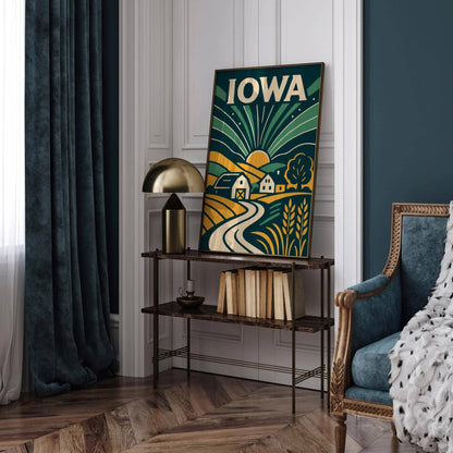 Iowa Travel Poster - Retro Scenic Wall Art