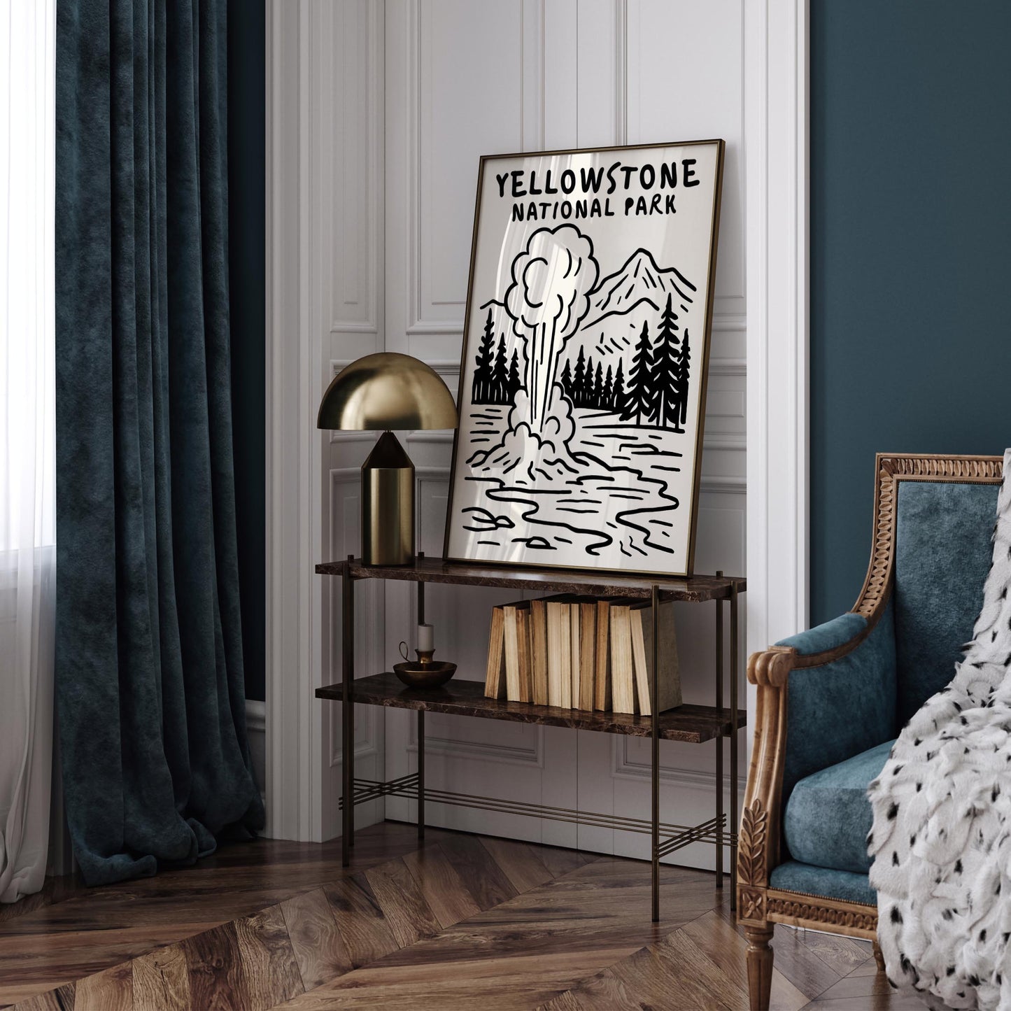 Yellowstone National Park Wall Art - Travel B&W Poster