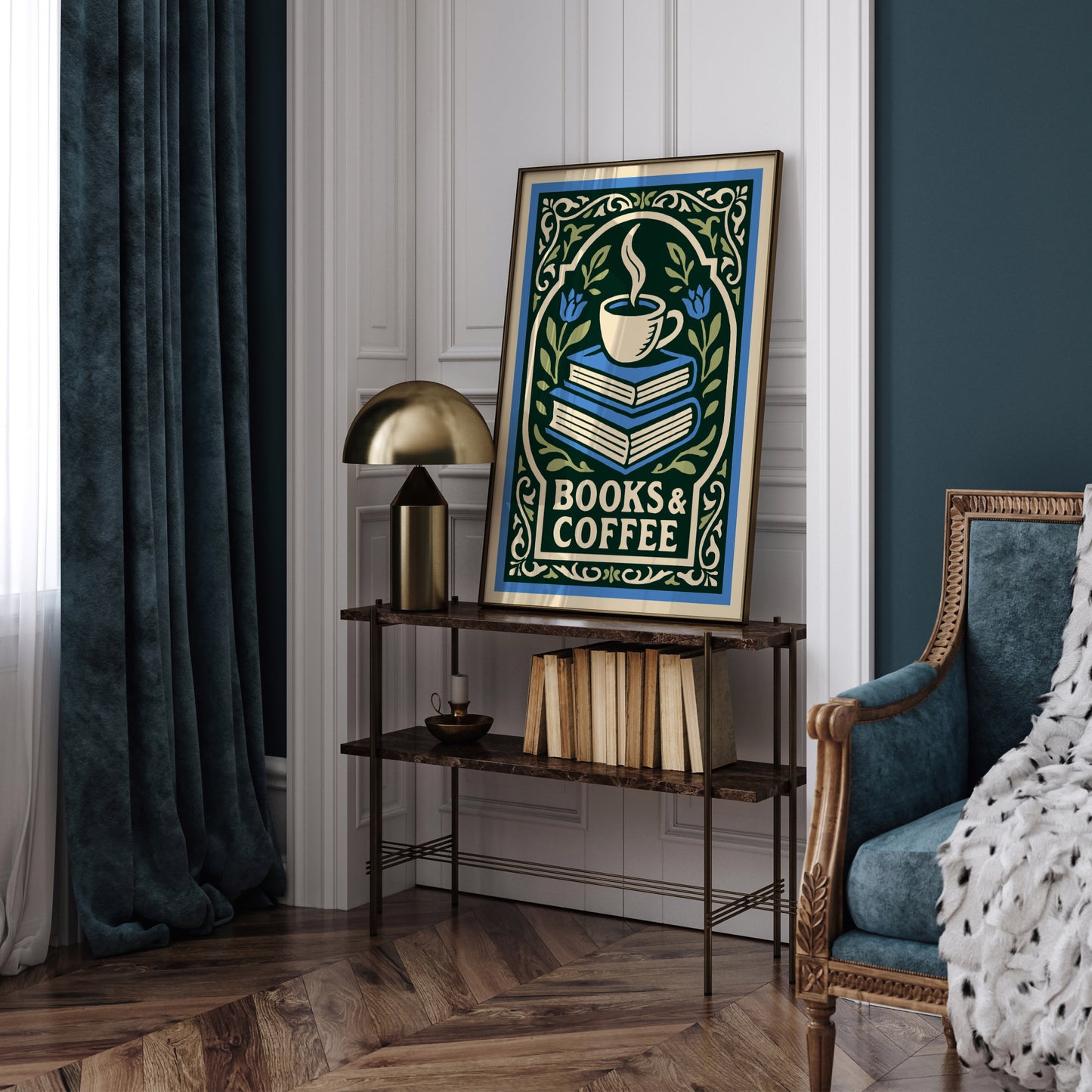 Books & Coffee Poster - Literary Art Print