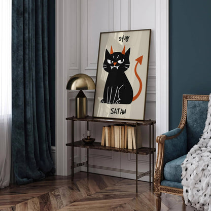 Stay Satan Poster - Funny Cat Portrait Print