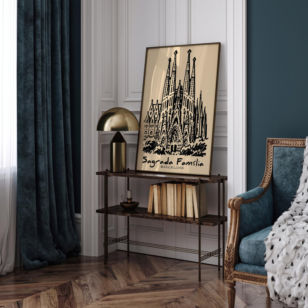 Sagrada Familia Barcelona Sketch Poster