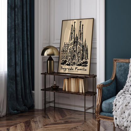 Sagrada Familia Barcelona Sketch Poster