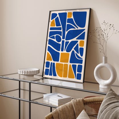 Mid Century Abstract Blue Poster