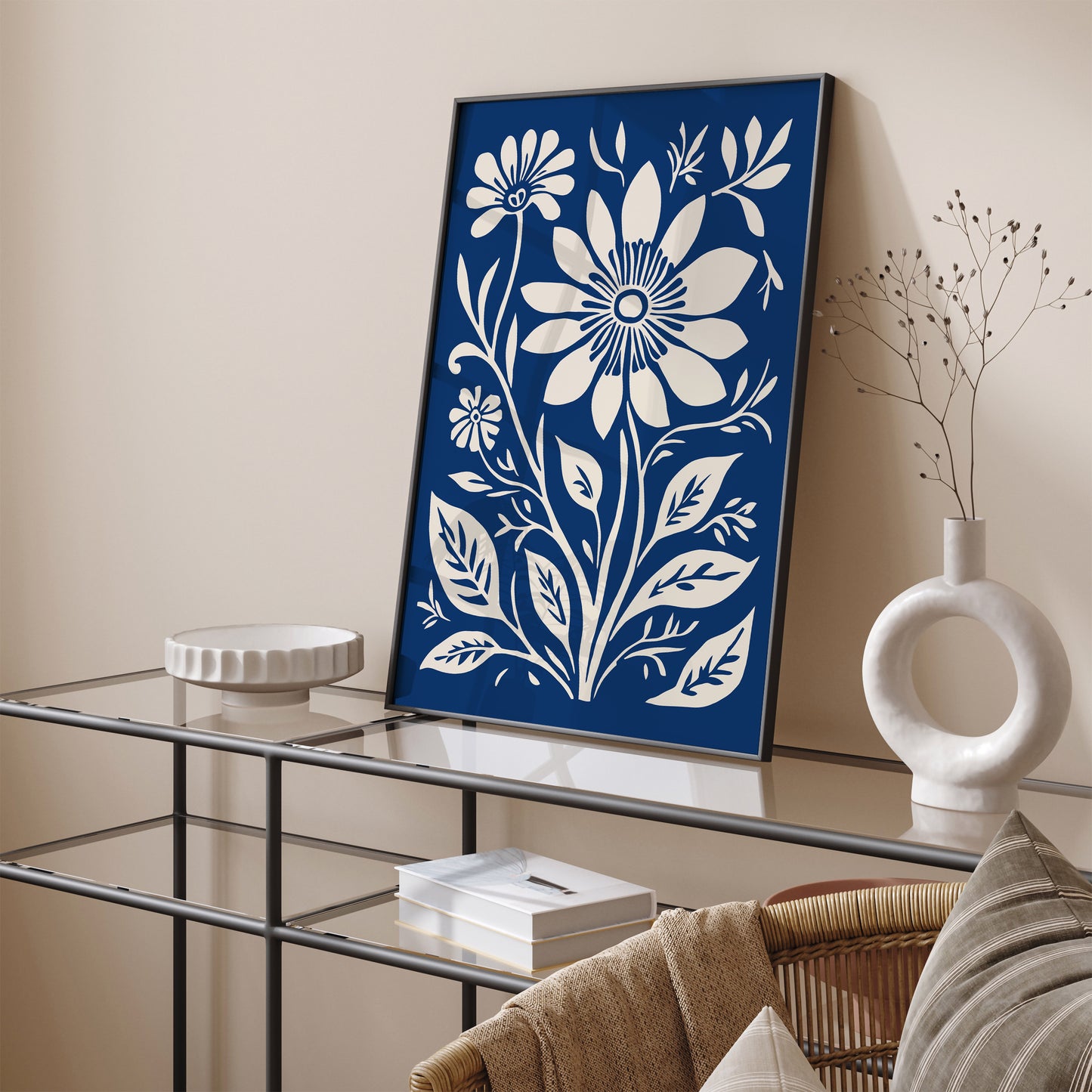 Blue Floral Wall Art Print