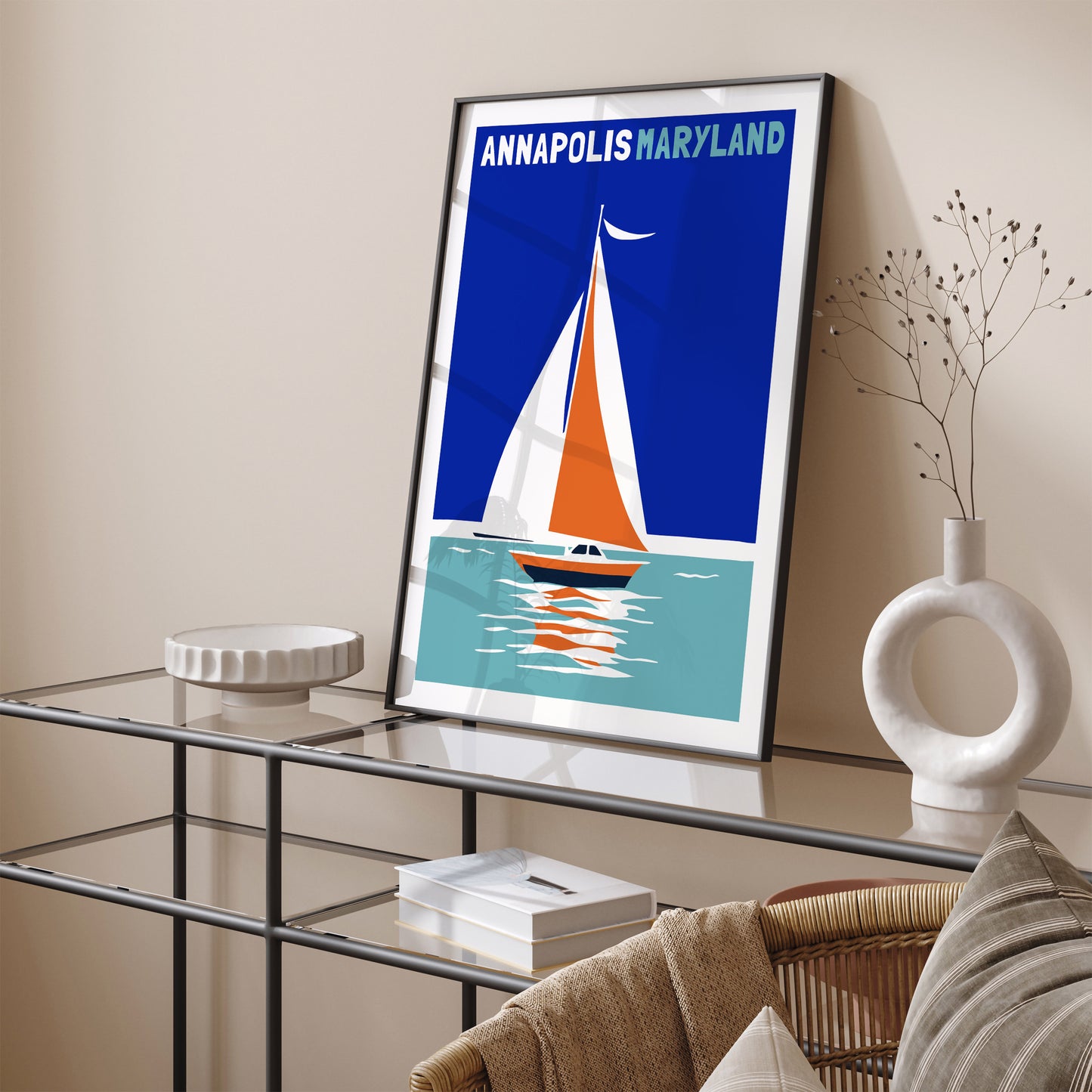 Annapolis Maryland Retro Boat Poster